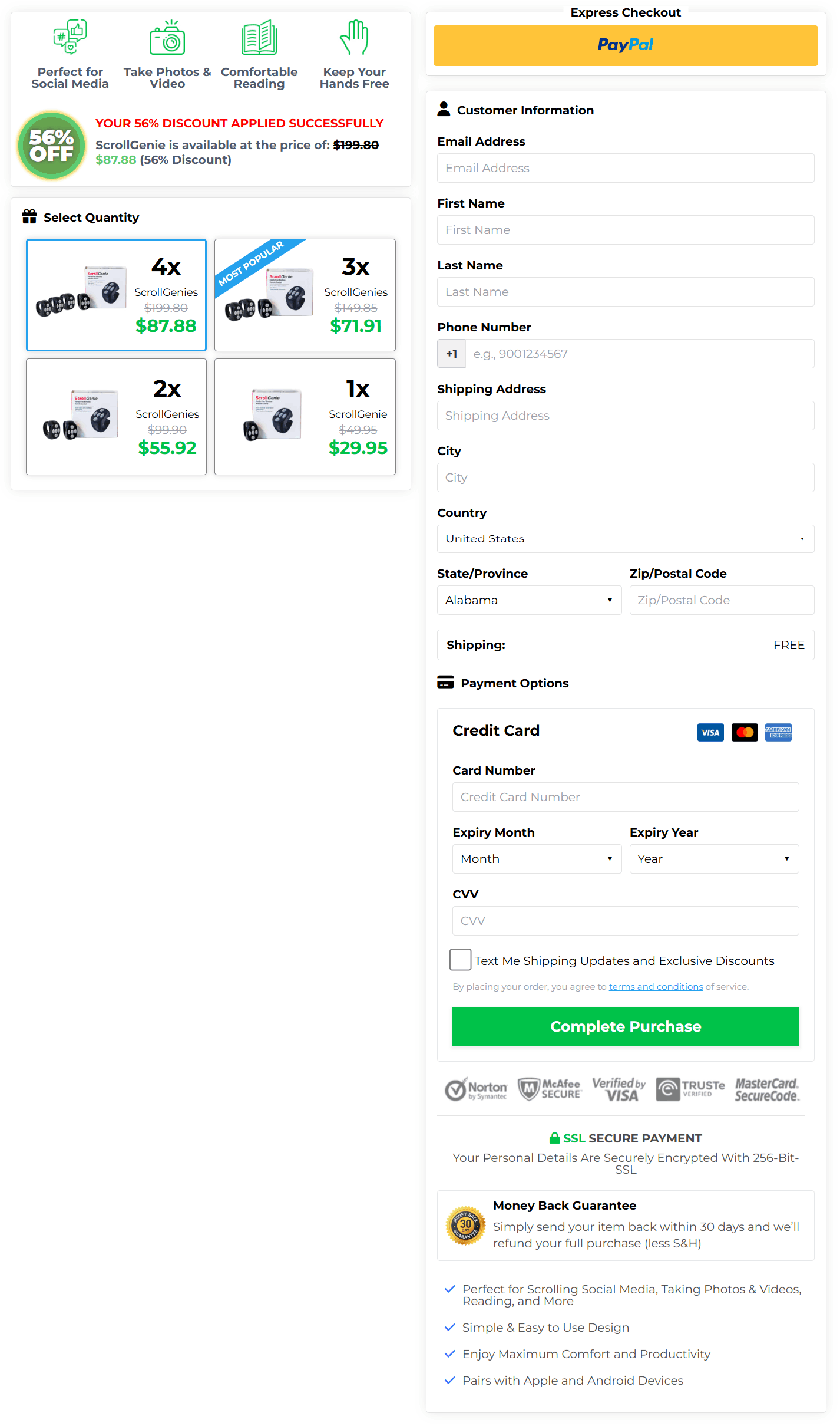 ScrollGenie checkout page